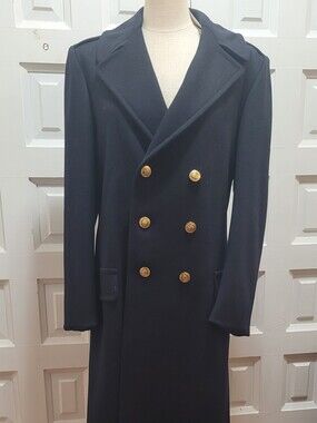 Meb's 40R Double-Breasted Navy Pea Coat with Gold Buttons